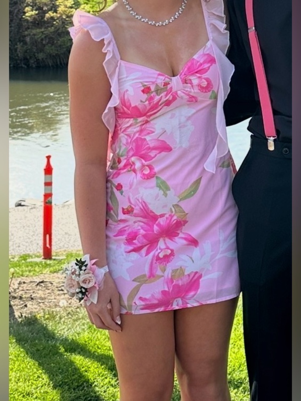 Pink Floral Ruffle Mini Dress - Picture 4 of 5